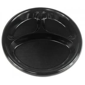 BWK 10 in. Hi Impact Plastic Compartment Dinnerware Plate&44 Black