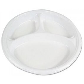BWK 10 in. Hi Impact Plastic Compartment Dinnerware Plate&44 White