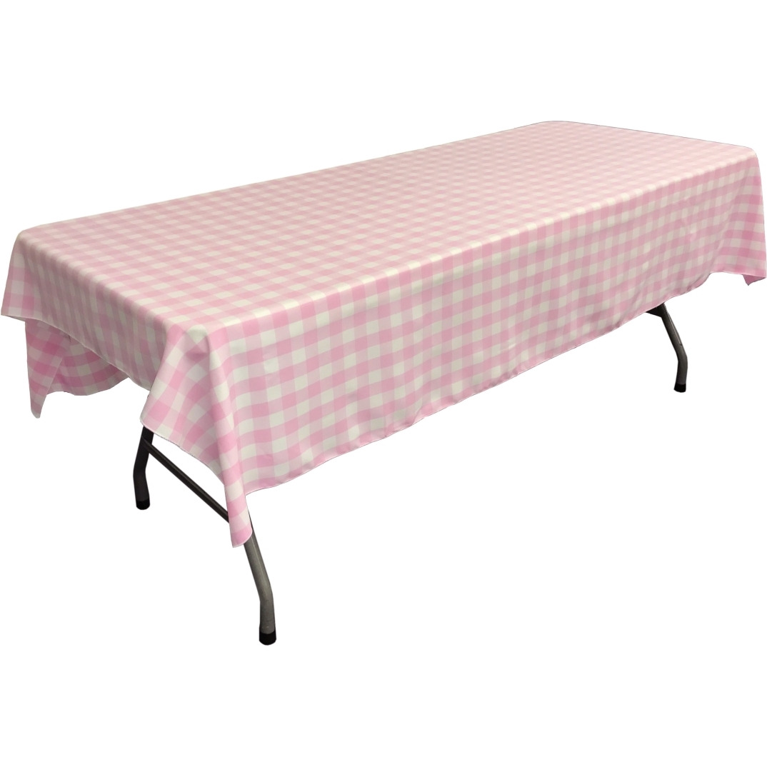 TCcheck60x84-PinkK37 Checkered Rectangular Tablecloth&44 White & Pink - 60 x 84 in.