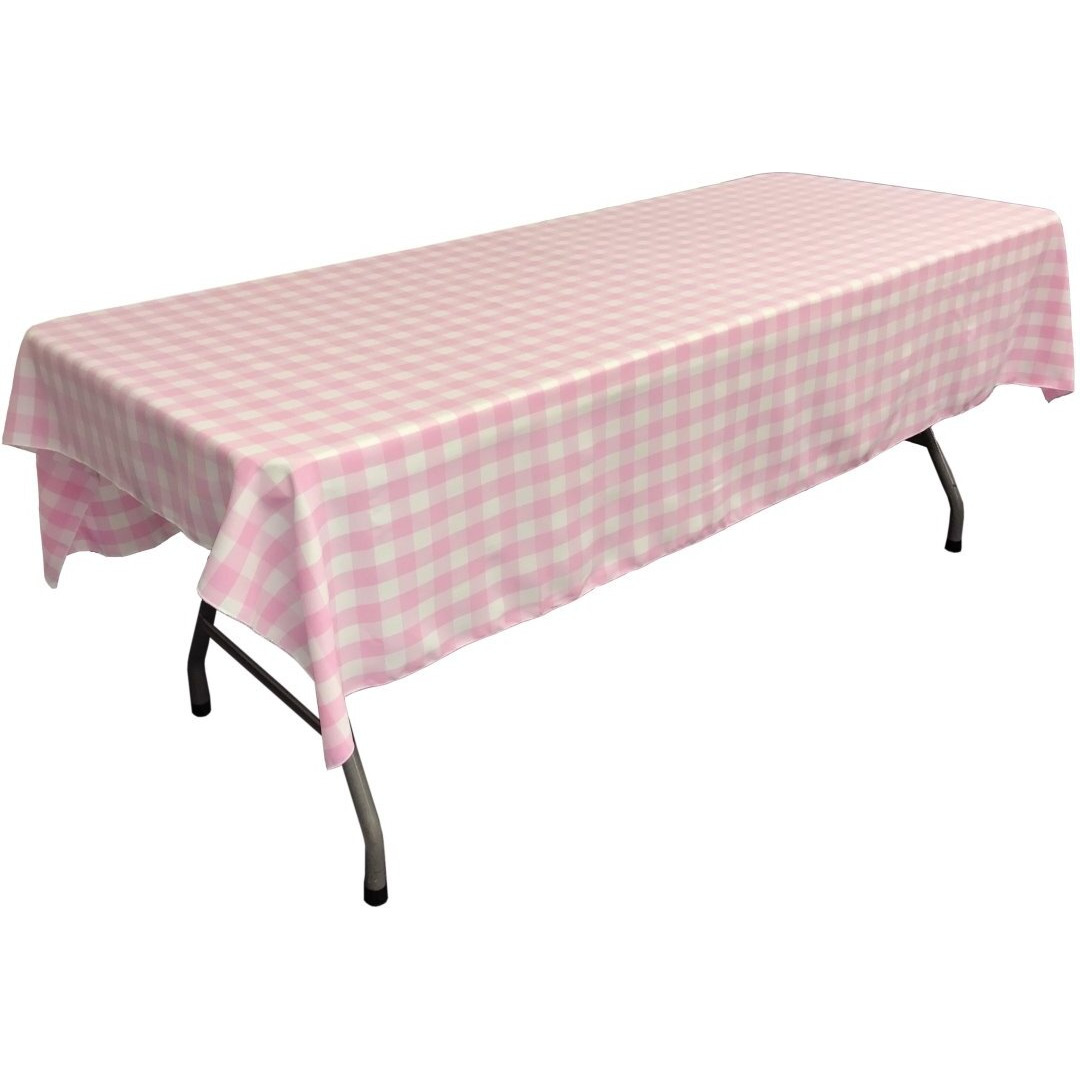 TCcheck60x84-PinkK37 Checkered Rectangular Tablecloth&44 White & Pink - 60 x 84 in.