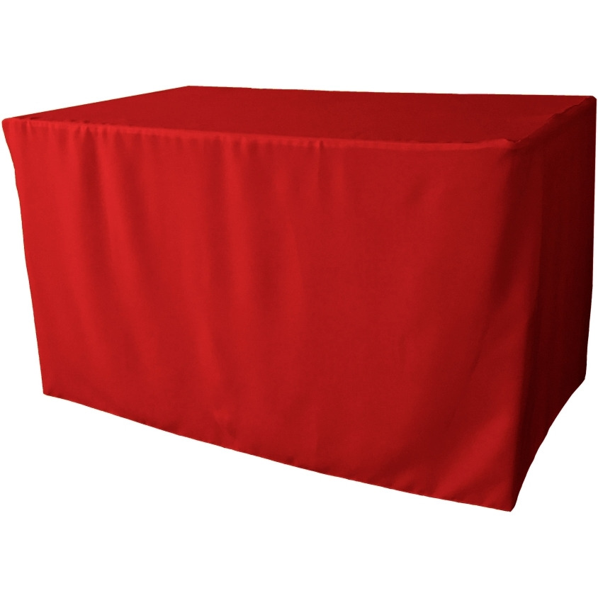 TCpop-fit-48x24x30-RedP98 1.67 lbs Polyester Poplin Fitted Tablecloth - Red