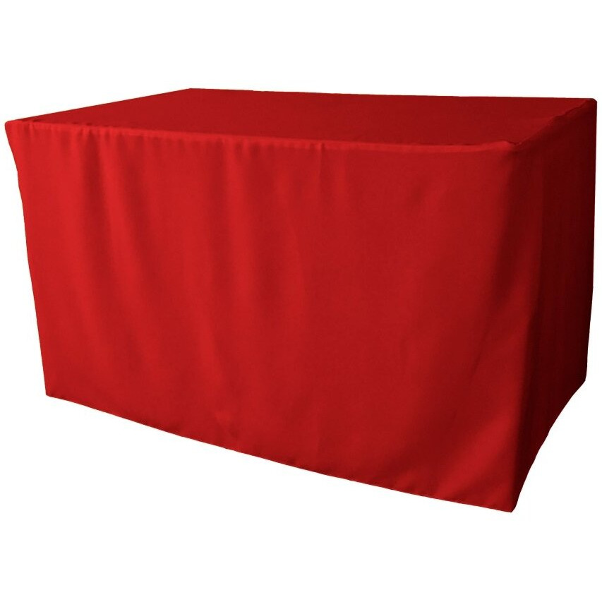TCpop-fit-48x24x30-RedP98 1.67 lbs Polyester Poplin Fitted Tablecloth - Red