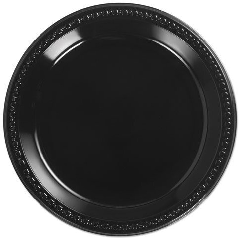 10.25 in. Heavyweight Plastic Plates Round - Black
