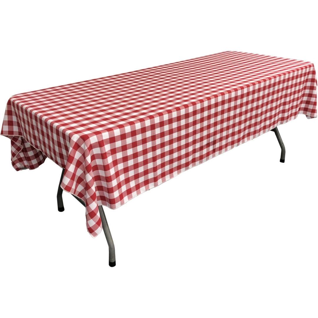 TCcheck60x84-RedK98 Checkered Rectangular Tablecloth - Red & White - 60 x 84 in.