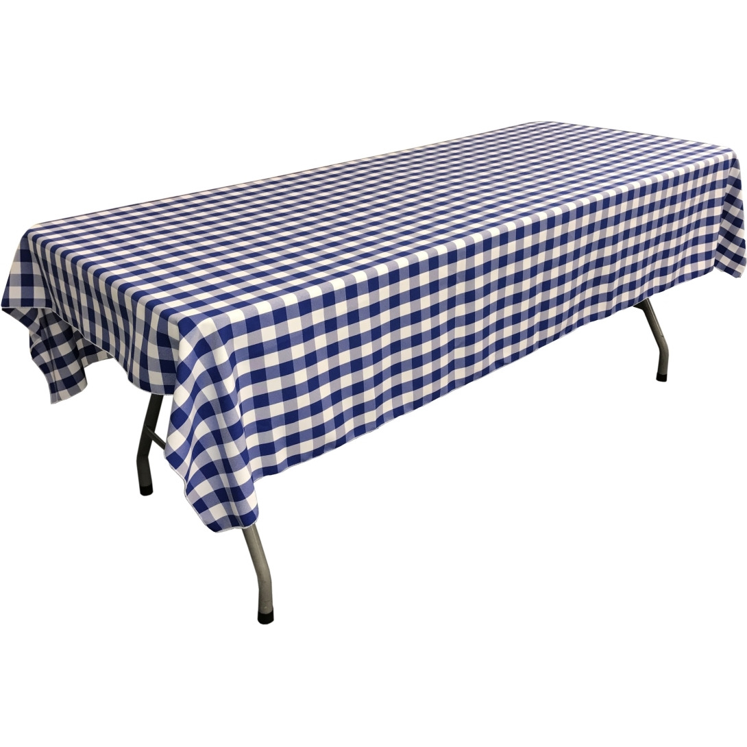 TCcheck60x84-RoyalK50 Checkered Rectangular Tablecloth - White & Royal Blue - 60 x 84 in.