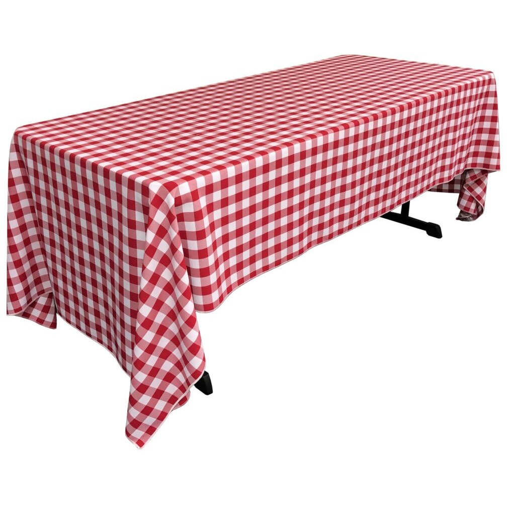 TCcheck60x126-RedK98 Polyester Gingham Checkered Rectangular Tablecloth&44 White & Red - 60 x 126 in.