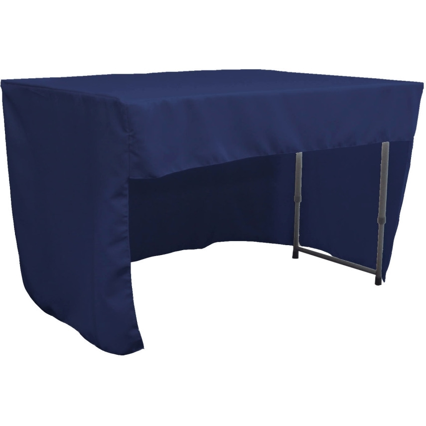 TCpop-OB-fit-48x30x30-NavyP72 1.6 lbs Open Back Polyester Poplin Fitted Tablecloth - Navy - 48in. L x 30in. H x 30in. W