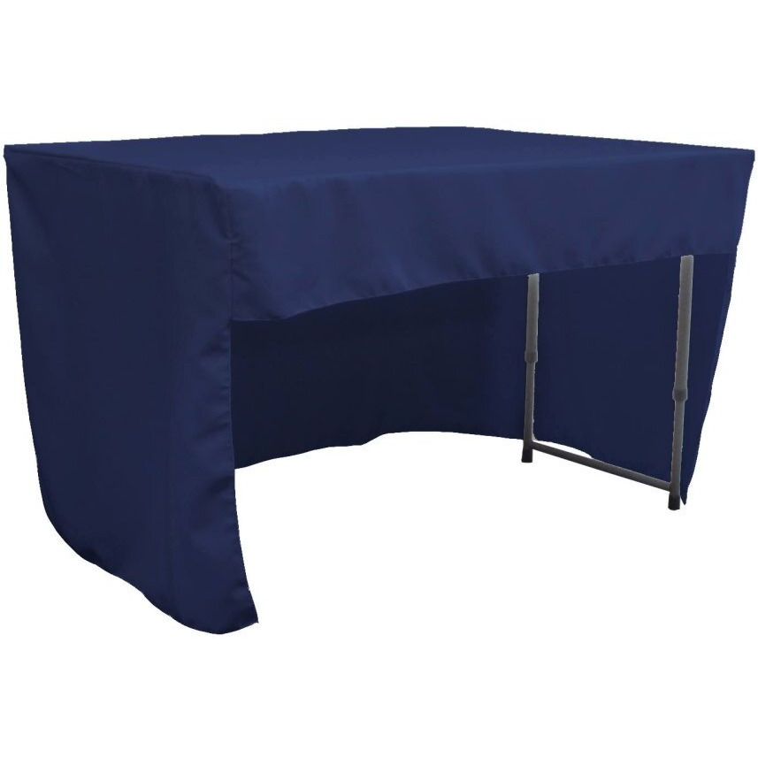TCpop-OB-fit-48x30x30-NavyP72 1.6 lbs Open Back Polyester Poplin Fitted Tablecloth - Navy - 48in. L x 30in. H x 30in. W