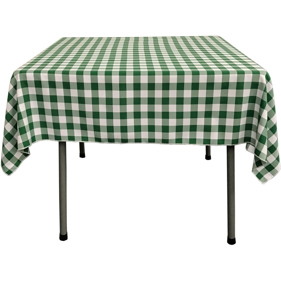 TCcheck58x58-HunterGreenK20 Polyester Gingham Checkered Square Tablecloth - White & Hunter Green - 58 x 58 in.