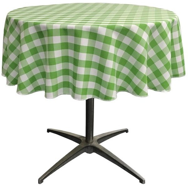 TCcheck58R-LimeK84 Polyester Gingham Checkered Tablecloth - White & Lime - 58 in. Round