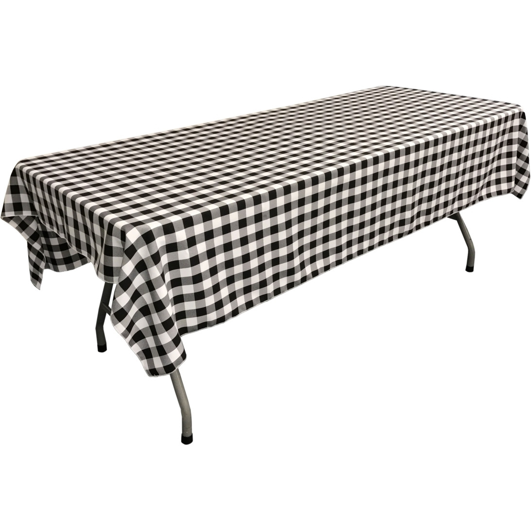 TCcheck60x102-BlackK24 Polyester Gingham Checkered Rectangular Tablecloth&44 White & Black - 60 x 102 in.