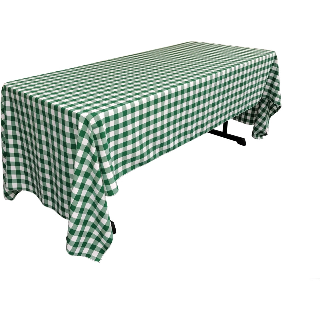 TCcheck60x126-HunterGreenK20 Polyester Gingham Checkered Rectangular Tablecloth&44 White & Hunter Green - 60 x 126 in.