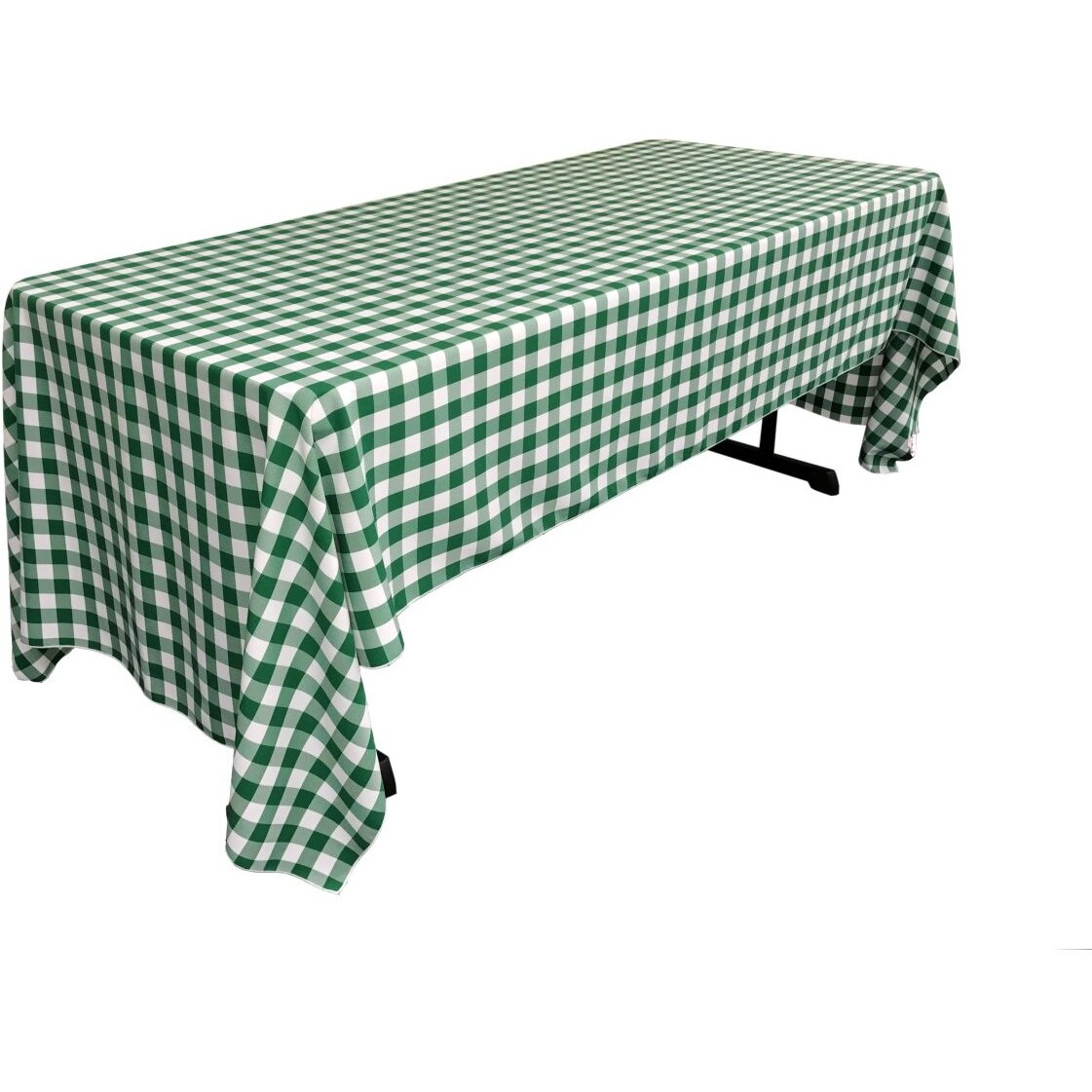 TCcheck60x126-HunterGreenK20 Polyester Gingham Checkered Rectangular Tablecloth&44 White & Hunter Green - 60 x 126 in.