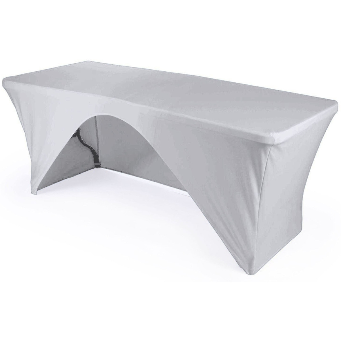 TCSpandex-OB96x30x30-WhiteX11 Rectangular Open Back Spandex Tablecloth - White - 96 x 30 x 30 in.