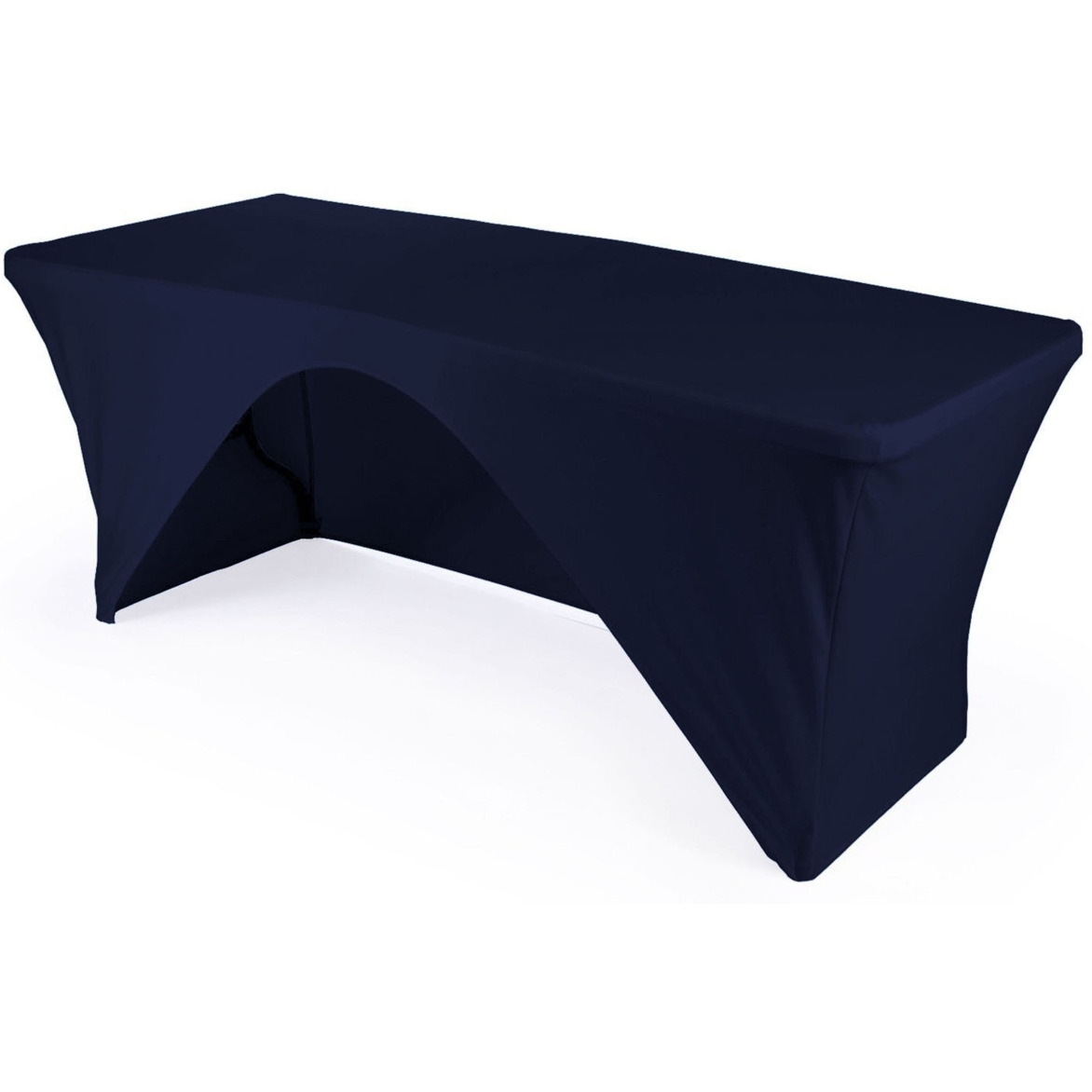 TCSpandex-OB72x30x30-NavyX72 Rectangular Open Back Spandex Tablecloth - Navy - 72 x 30 x 30 in.