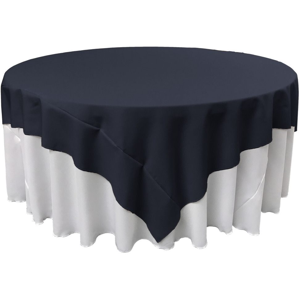 TCpop90x90-NavyP72 Polyester Poplin Square Tablecloth  Navy - 90 x 90 in.