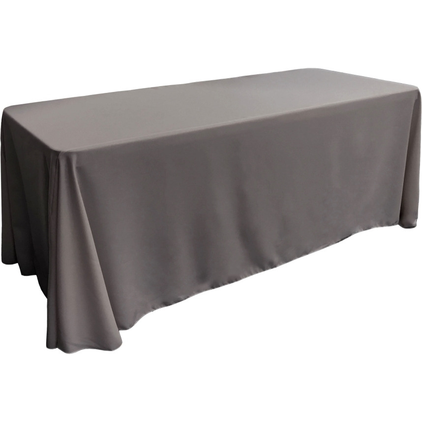 TCpop90x132-CharcoalP34 Polyester Poplin Rectangular Tablecloth  Charcoal - 90 x 132 in.