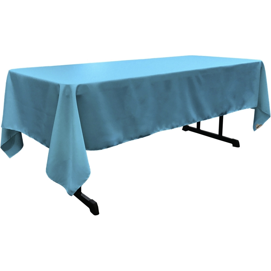 TCpop60x120-TurquoiseDrkP52 Polyester Poplin Rectangular Tablecloth  Dark Turquoise - 60 x 120 in.