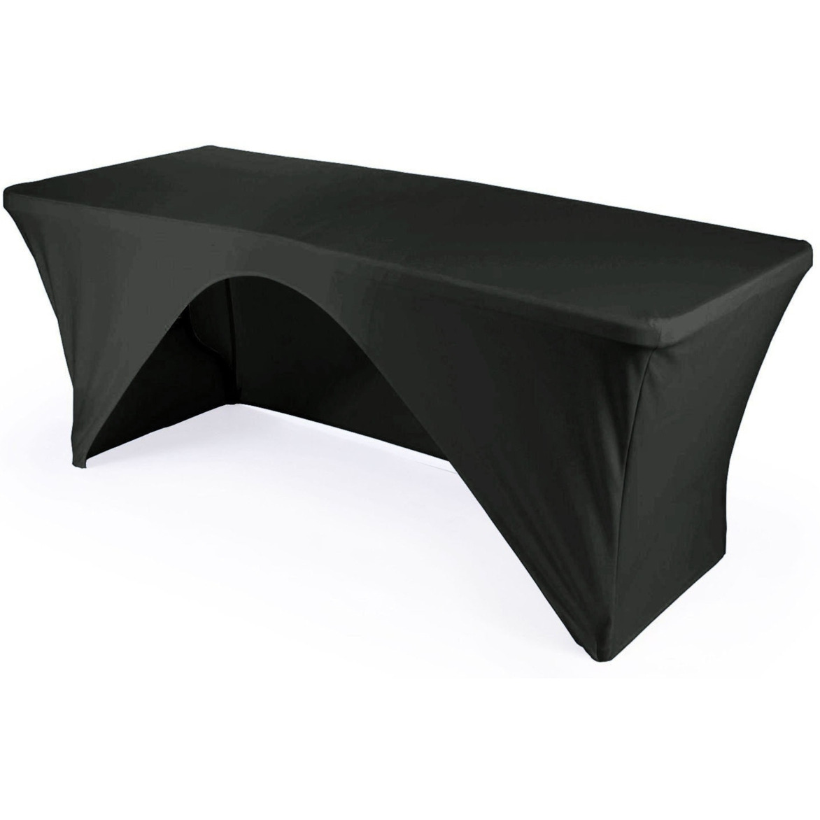 TCSpandex-OB72x30x30-BlackX24 Rectangular Open Back Spandex Tablecloth  Black - 72 x 30 x 30 in.