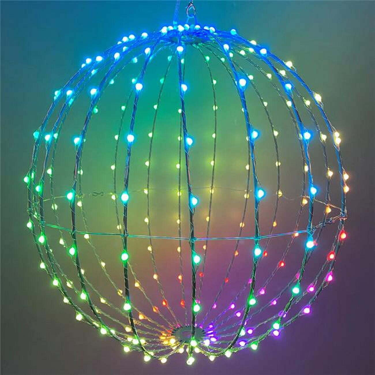 12 in. Iron Rgbw Sphere Outdoor Decoration&44 Silver