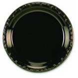 Huhtamaki Round Heavyweight Plastic Plates - Black - 9 in. Diameter
