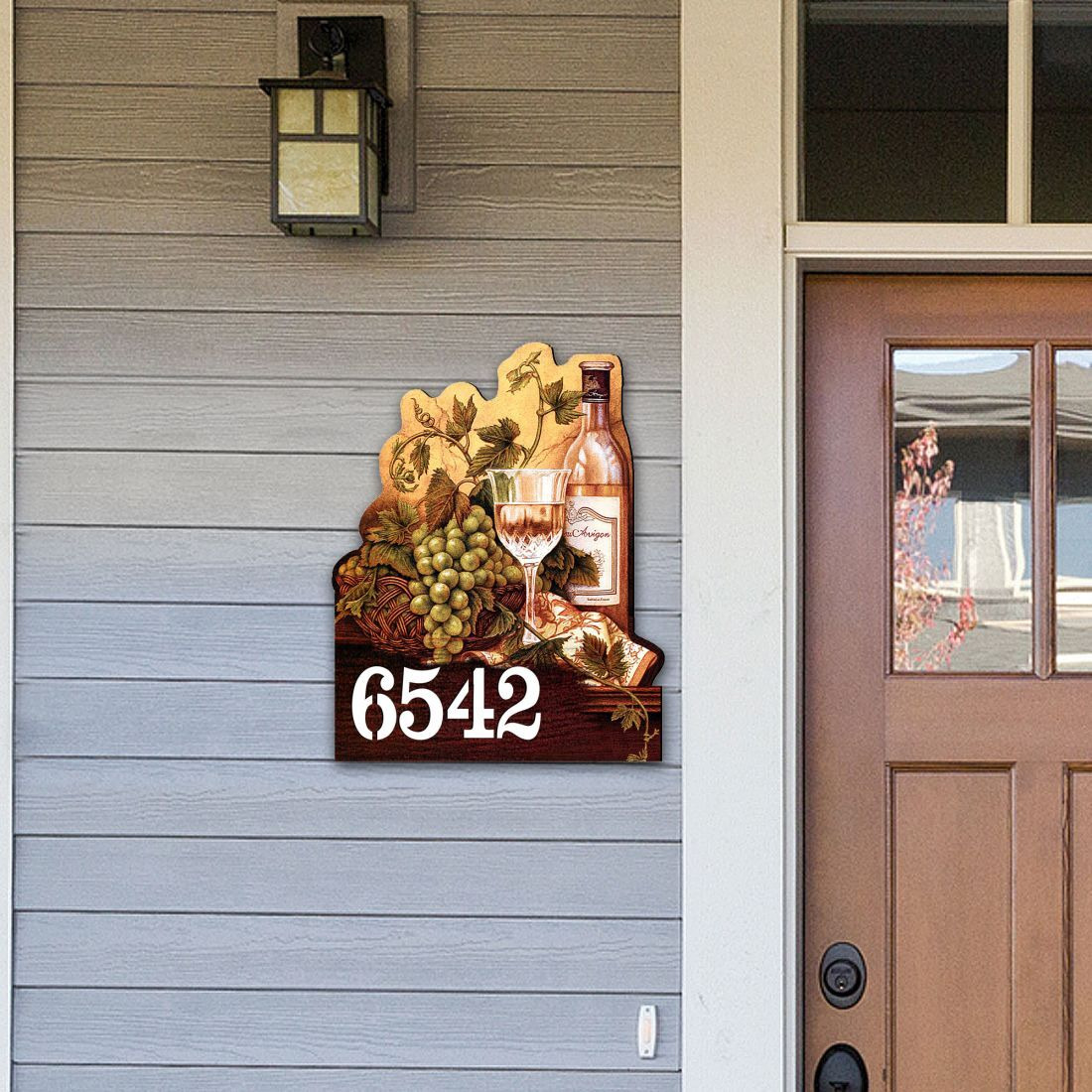 12 in. Vine Lovers Wooden Custom House Number Sign Decor