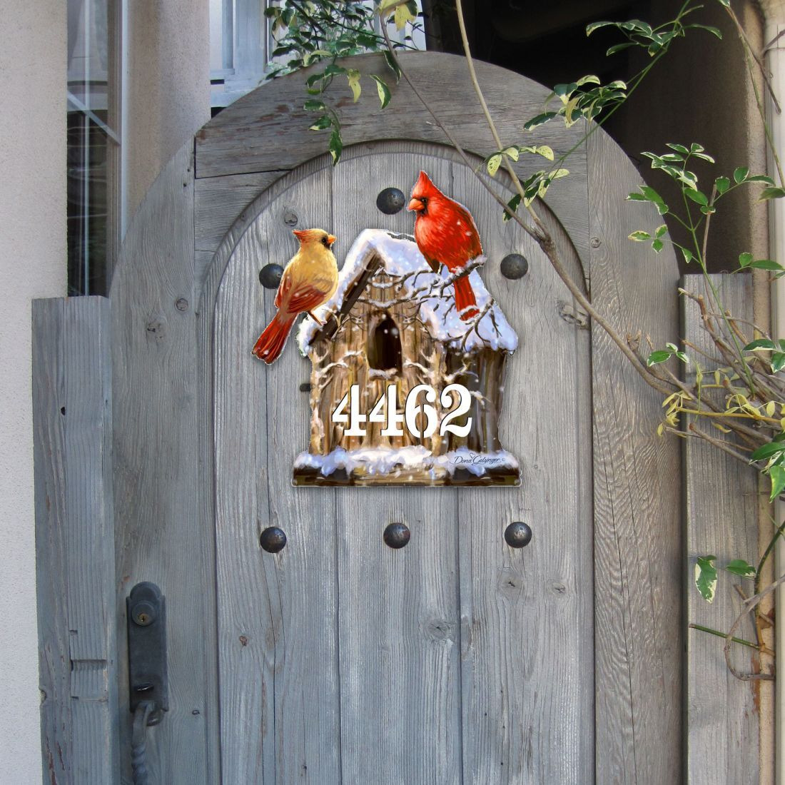12 in. Birds Lover Wooden House Number Sign Decor