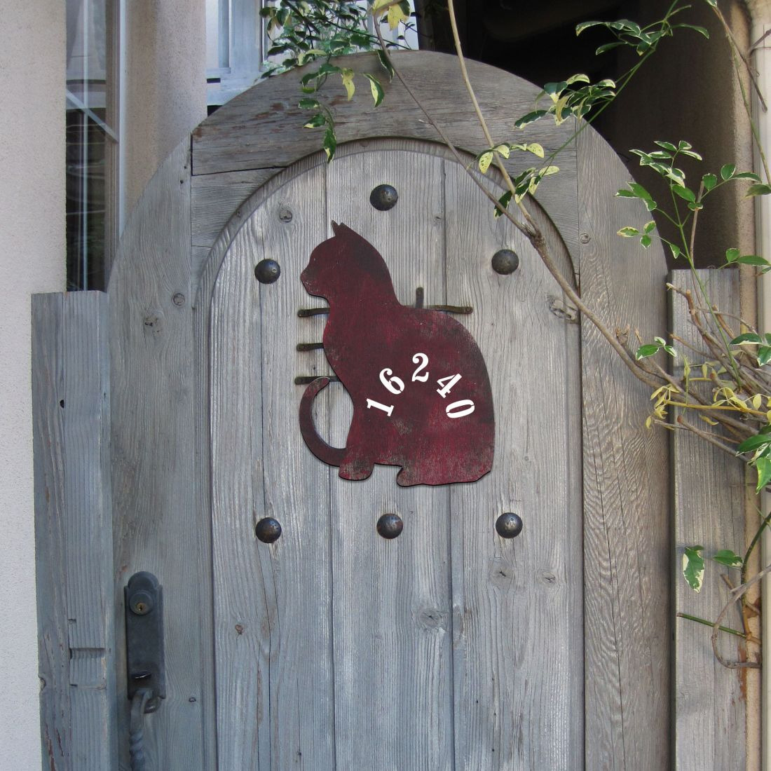 12 in. Cat Wooden Custom House Number Sign Decor