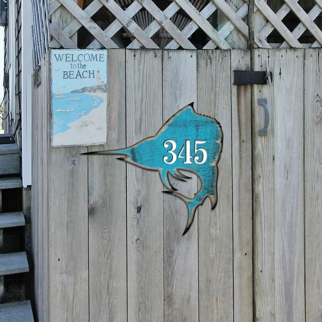 12 in. Swordfish Coastal House Number Sign Decor