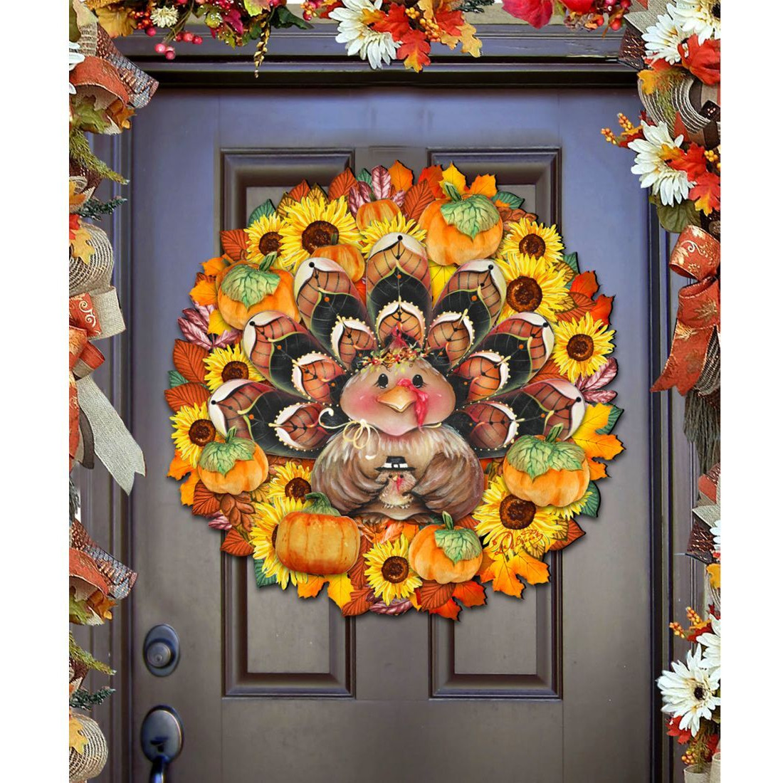 24 x 18 in. Turkey Holiday Door Wreath