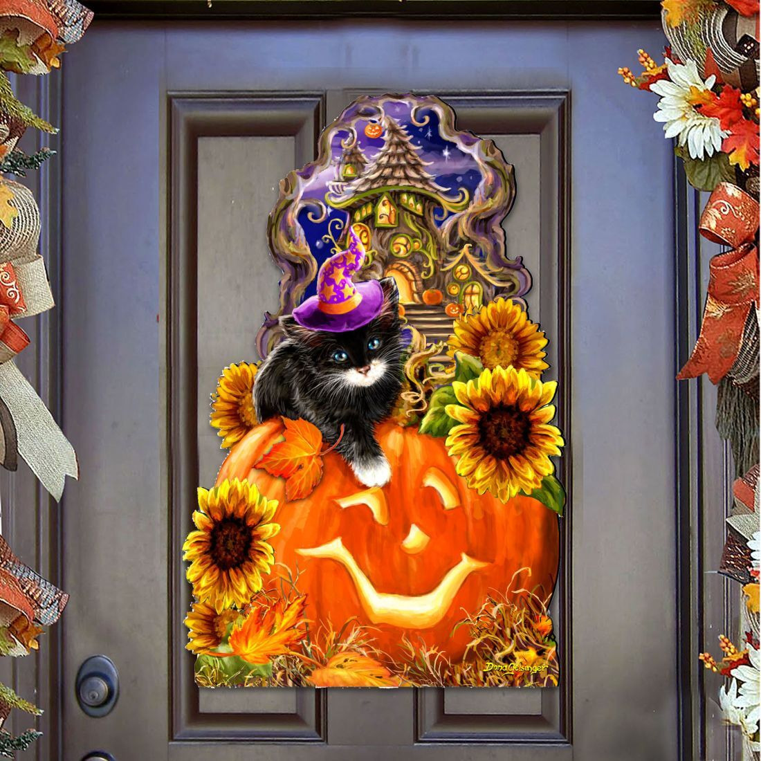 24 x 18 in. Halloween Kitten Door Decor