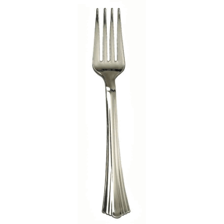 Heavy Weight Reflections Series Stainless Steel Look Plastic Fork - 600-Case