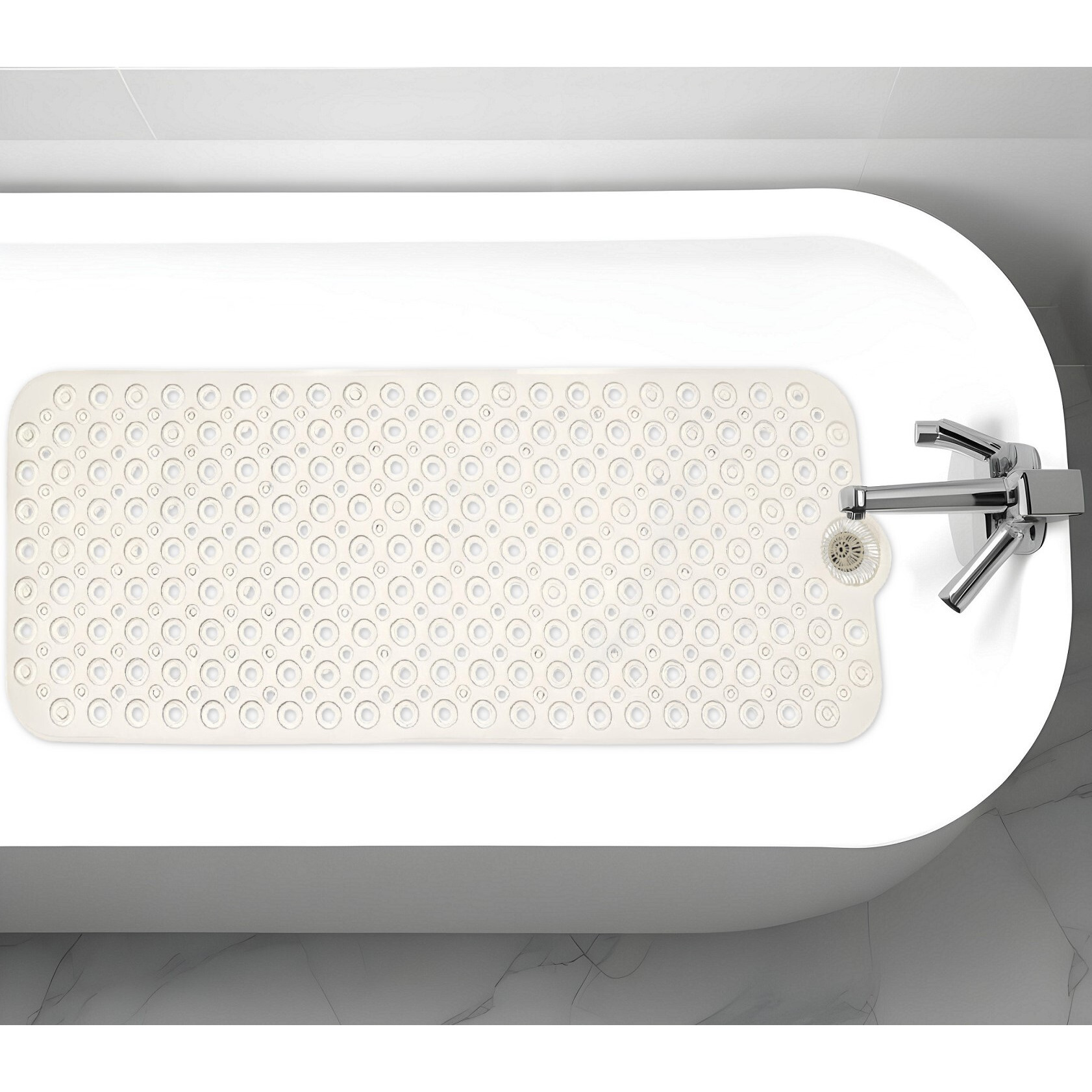 40" Ivory Beige Bubbles Non Slip Bath Mat