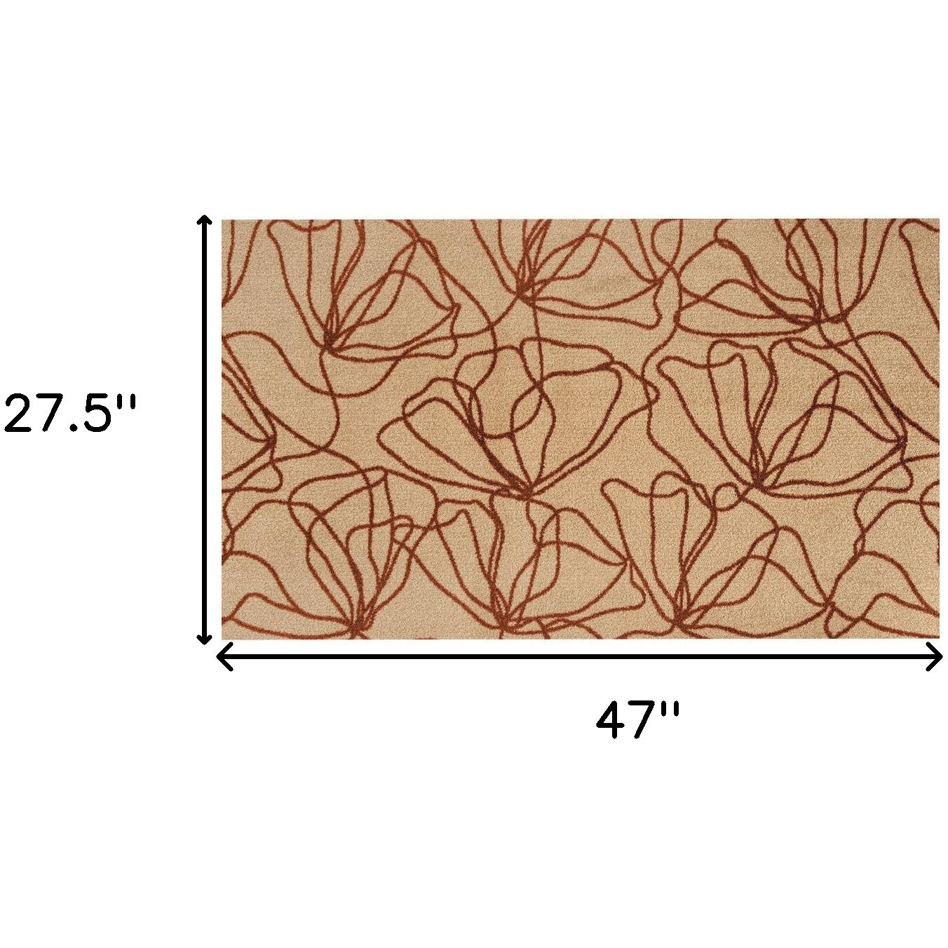 2' X 4' Beige and Bronze Abstract Floral Washable Area Rug With UV Protection