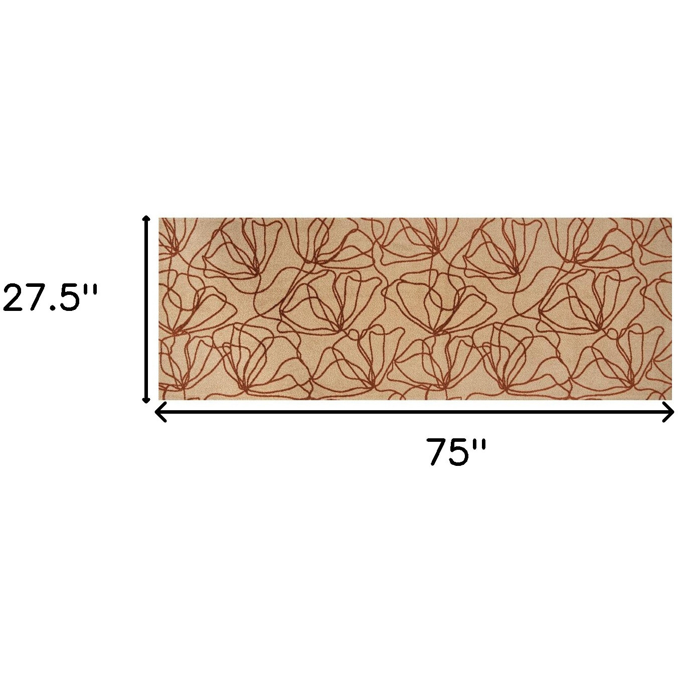 6' Beige and Bronze Floral Washable Area Rug With UV Protection