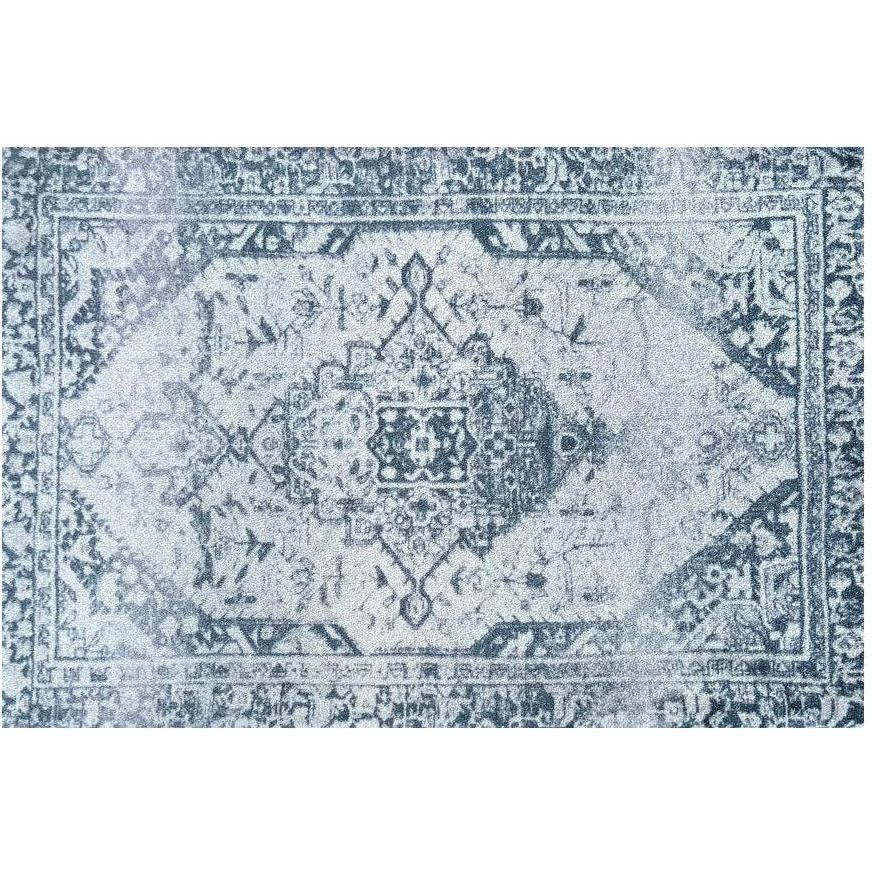 2' X 3' Blue Gray Oriental Distressed Washable Area Rug With UV Protection