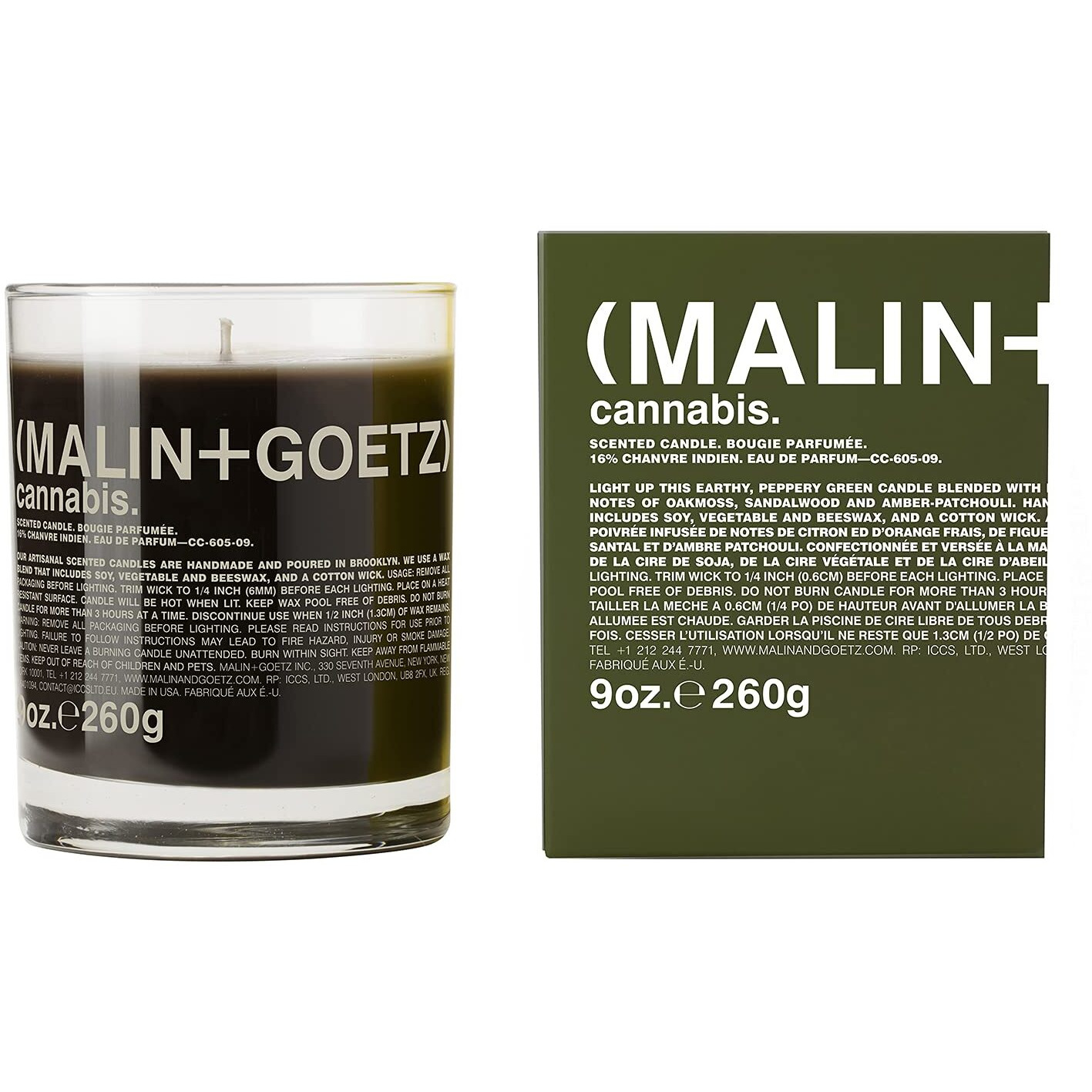 Scented Candle - Cannabis by Malin + Goetz for Unisex - 9 oz Candle