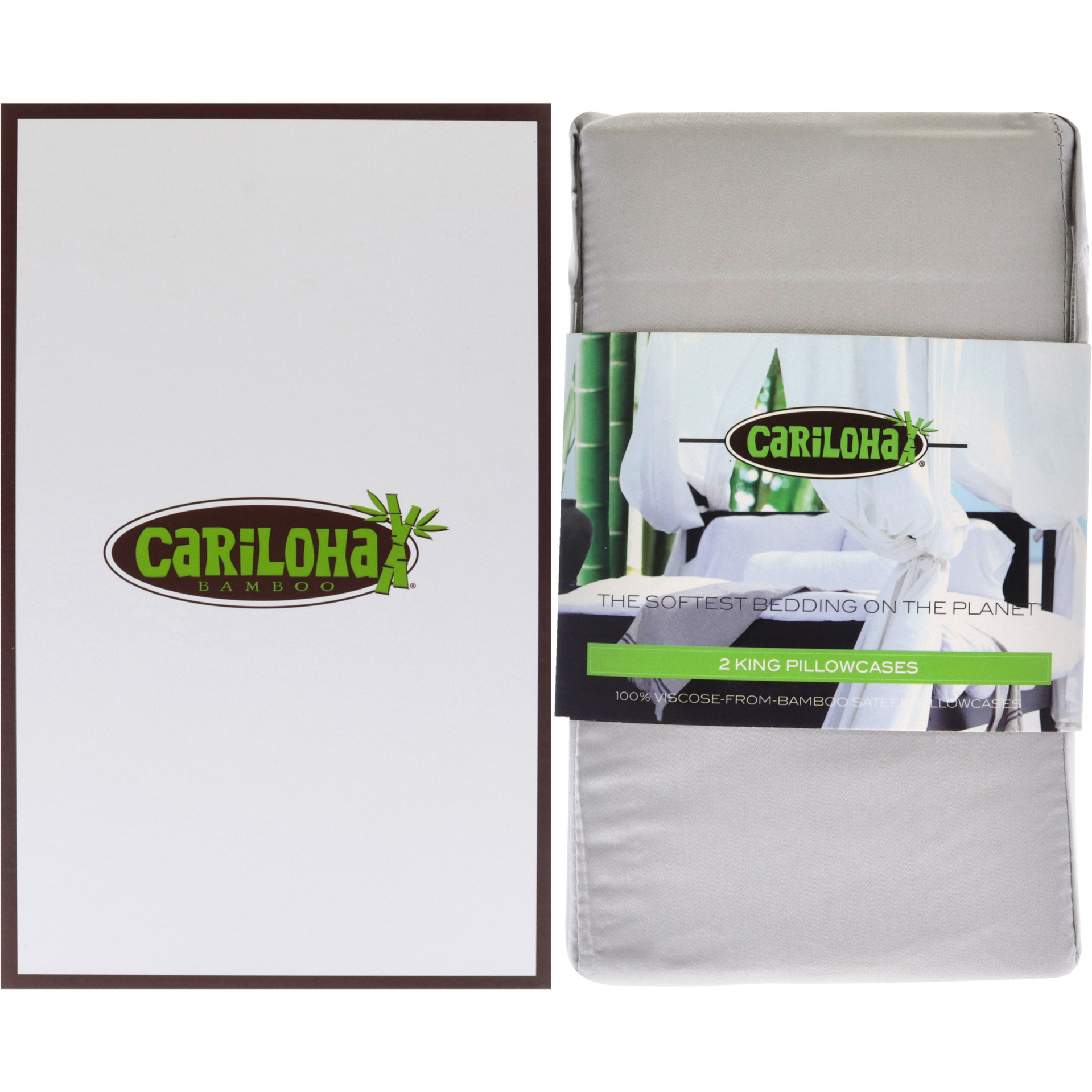 Resort Bamboo Pillowcase Set - Harbor Gray-King by Cariloha for Unisex - 2 Pc Pillowcase