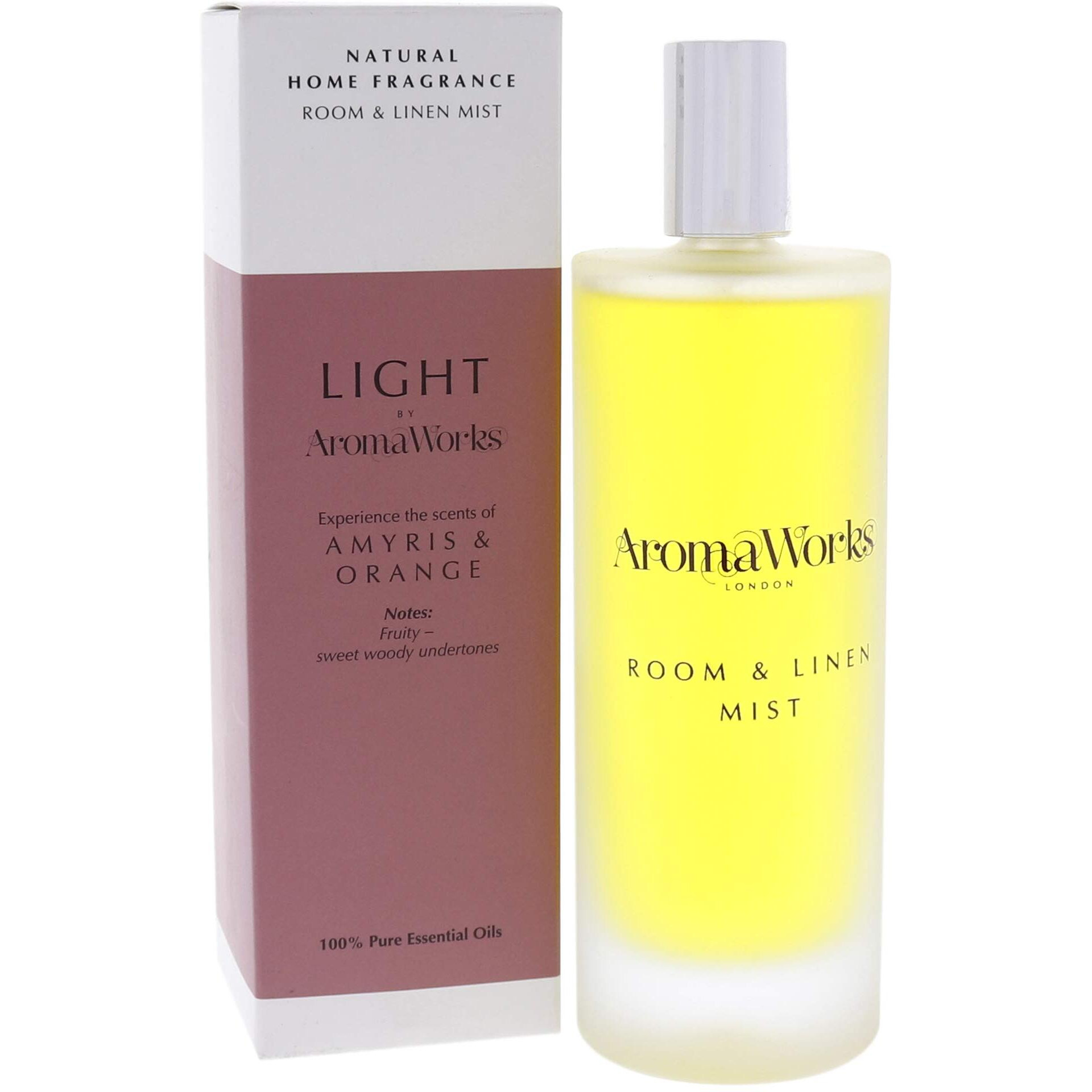 Light Room and Linen Mist - Amyris and Orange by Aromaworks for Unisex - 3.4 oz Room Spray