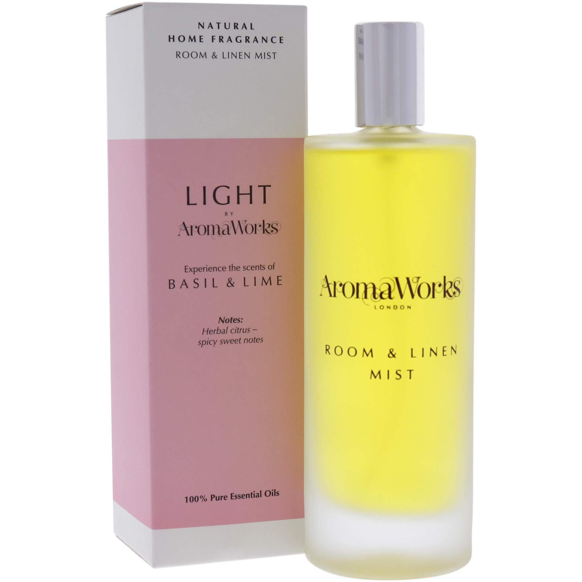 Light Room and Linen Mist - Basil and Lime by Aromaworks for Unisex - 3.4 oz Room Spray