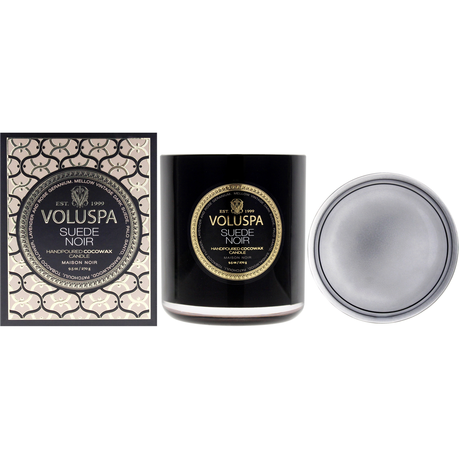 Suede Noir Classic Candle by Voluspa for Unisex - 9.5 oz Candle