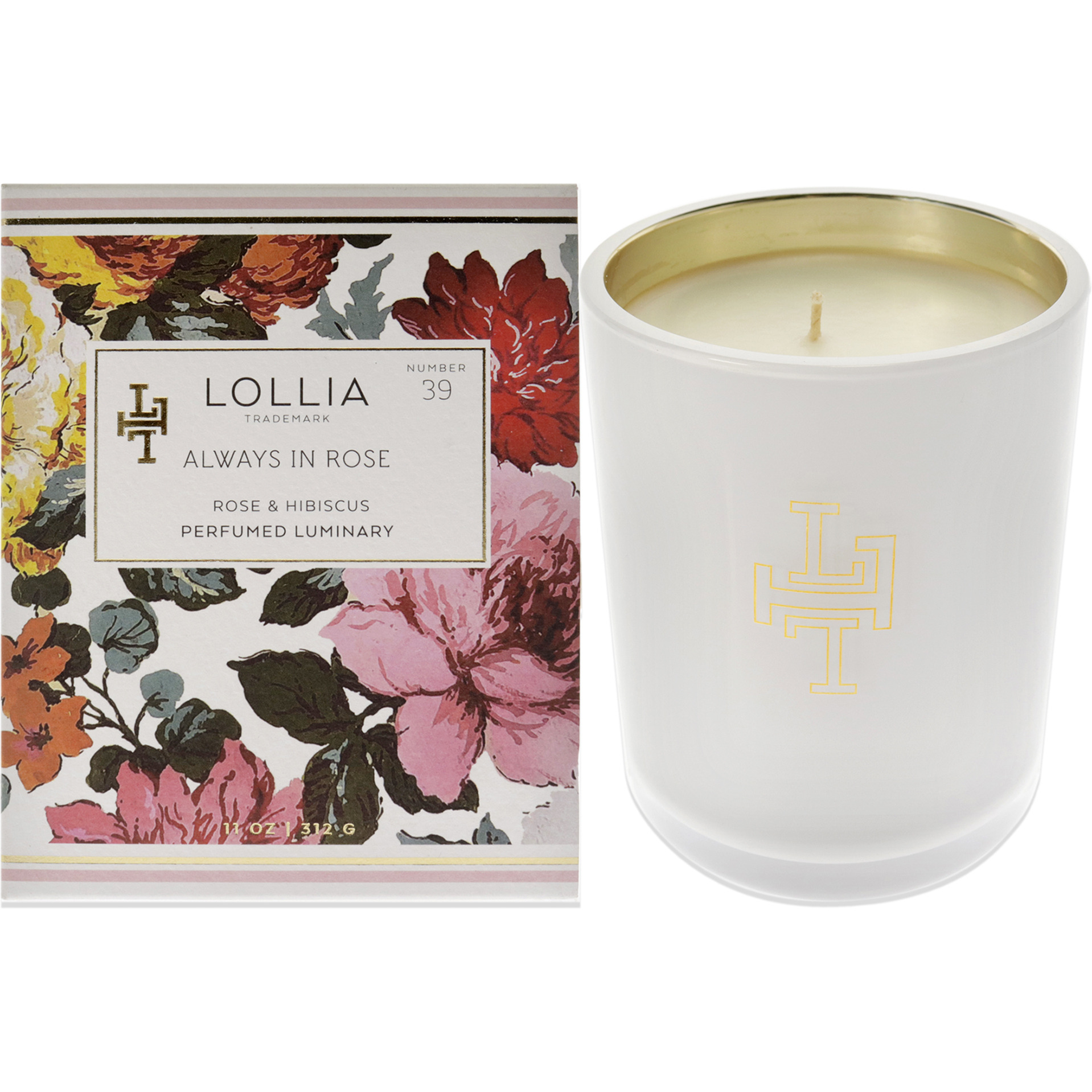 Always in Rose Perfumed Luminary Candle by Lollia for Unisex - 11 oz Candle