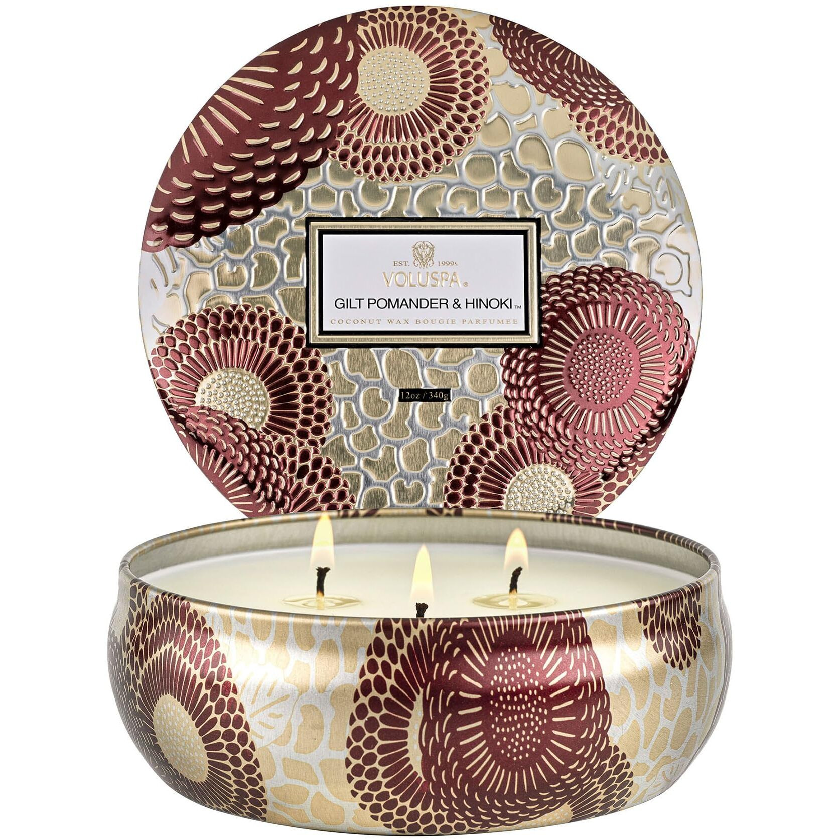 3 Wick Tin Candle - Gilt Pomander and Hinoki by Voluspa for Unisex - 12 oz Candle