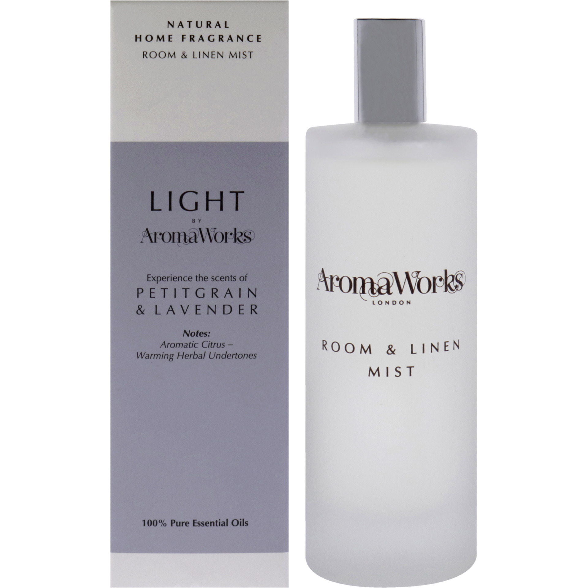Light Room and Linen Mist - Petitgrain and Lavender by Aromaworks for Unisex - 3.4 oz Room Spray