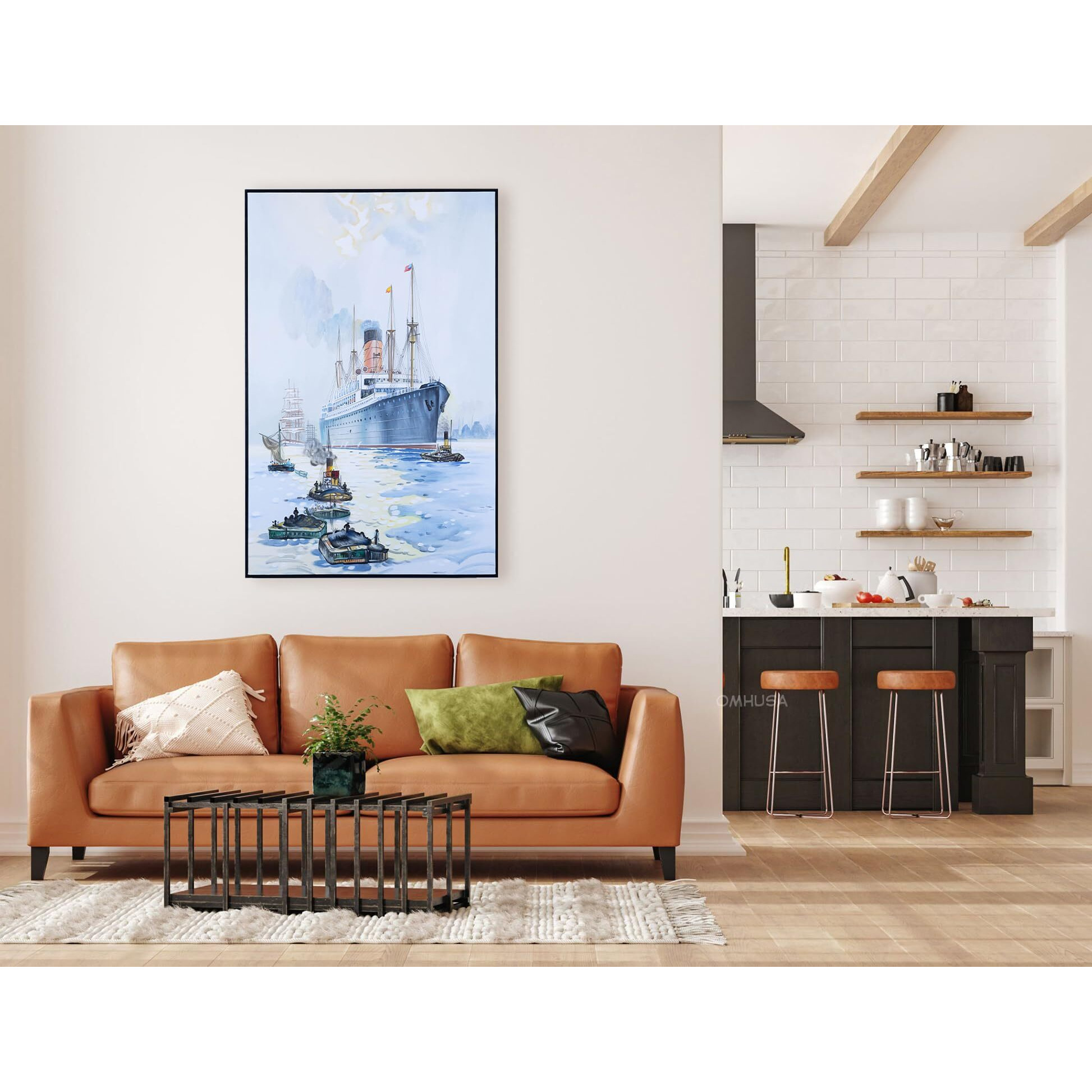 The Cunard Liner Carpathia Outward Bound from Liverpool in the Moonlight - Canvas Painting