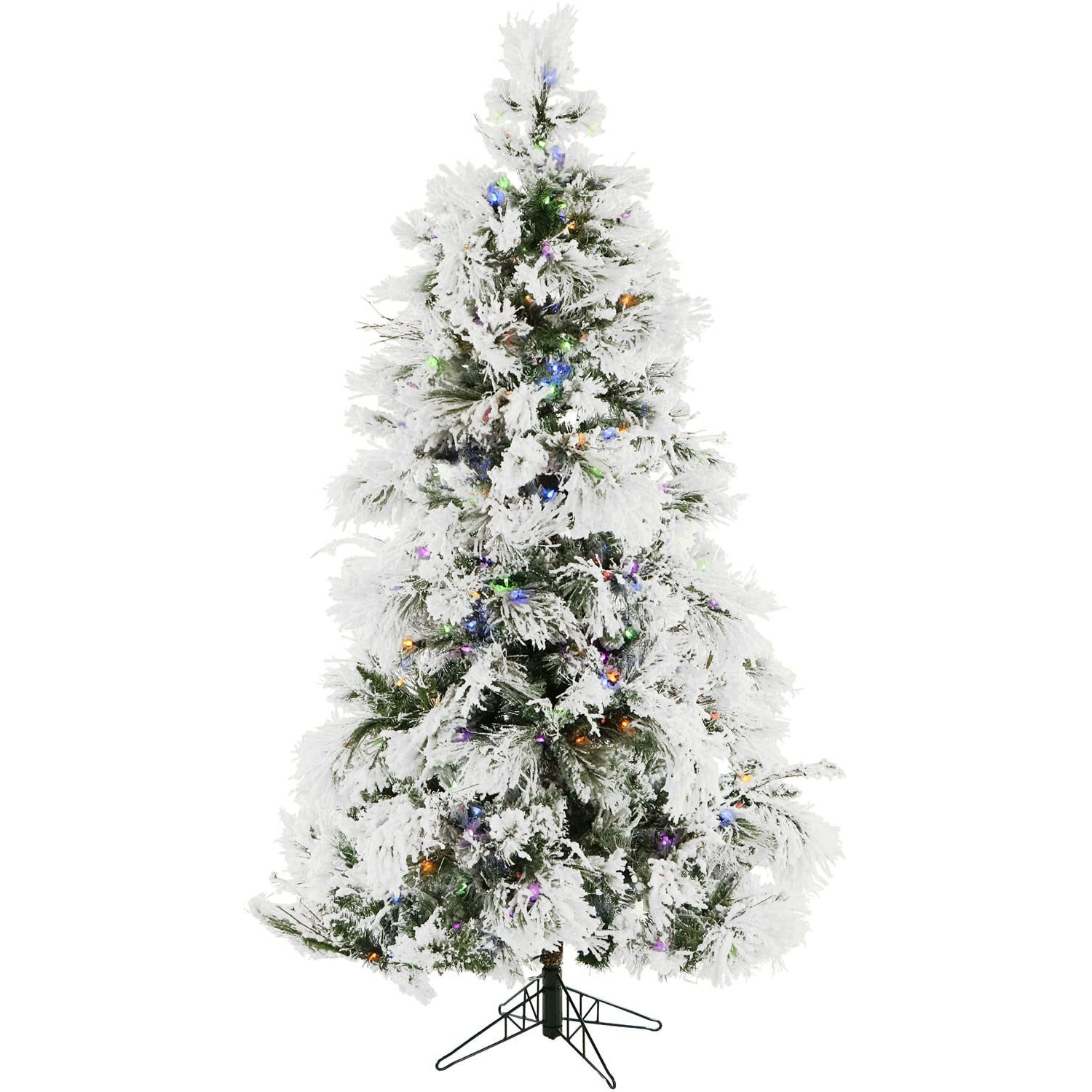 Christmas Time 6.5' Frosted Fir, Snowy Christmas Tree,ClrSmtLght,EZ Cnct