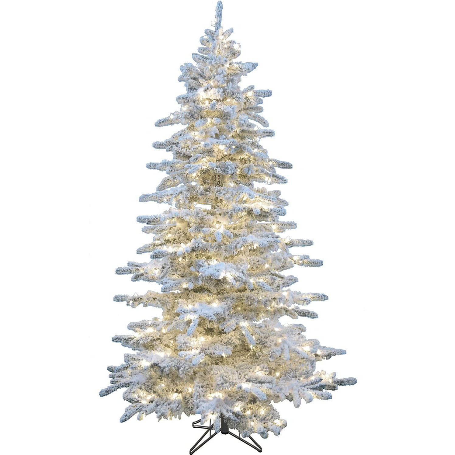 Christmas Time 6.5' Silverado Pine, Snow Christmas Tree, ClrLEDLgt,EZCnt