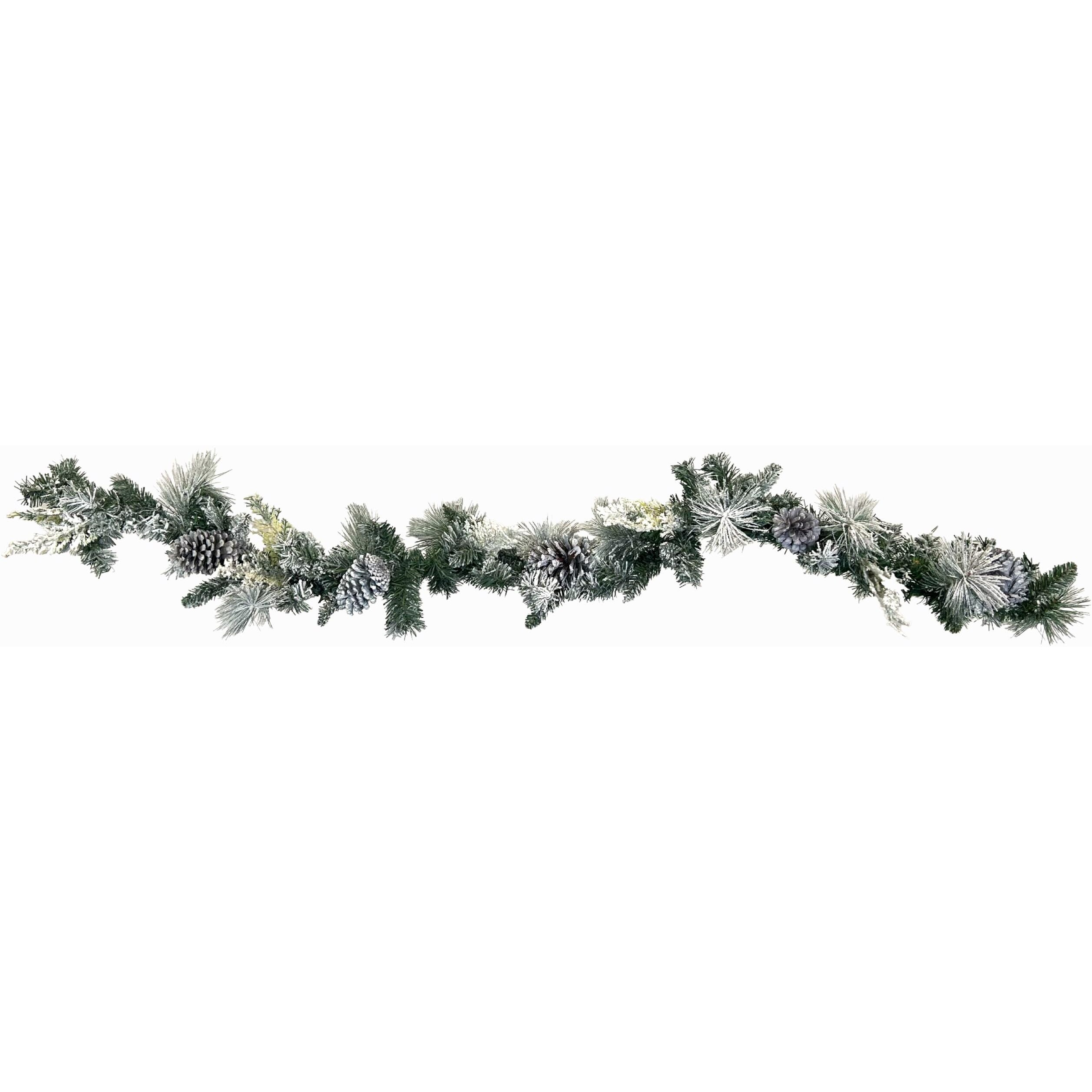 6' Mixed Pine/Pinecone Snowy Garland