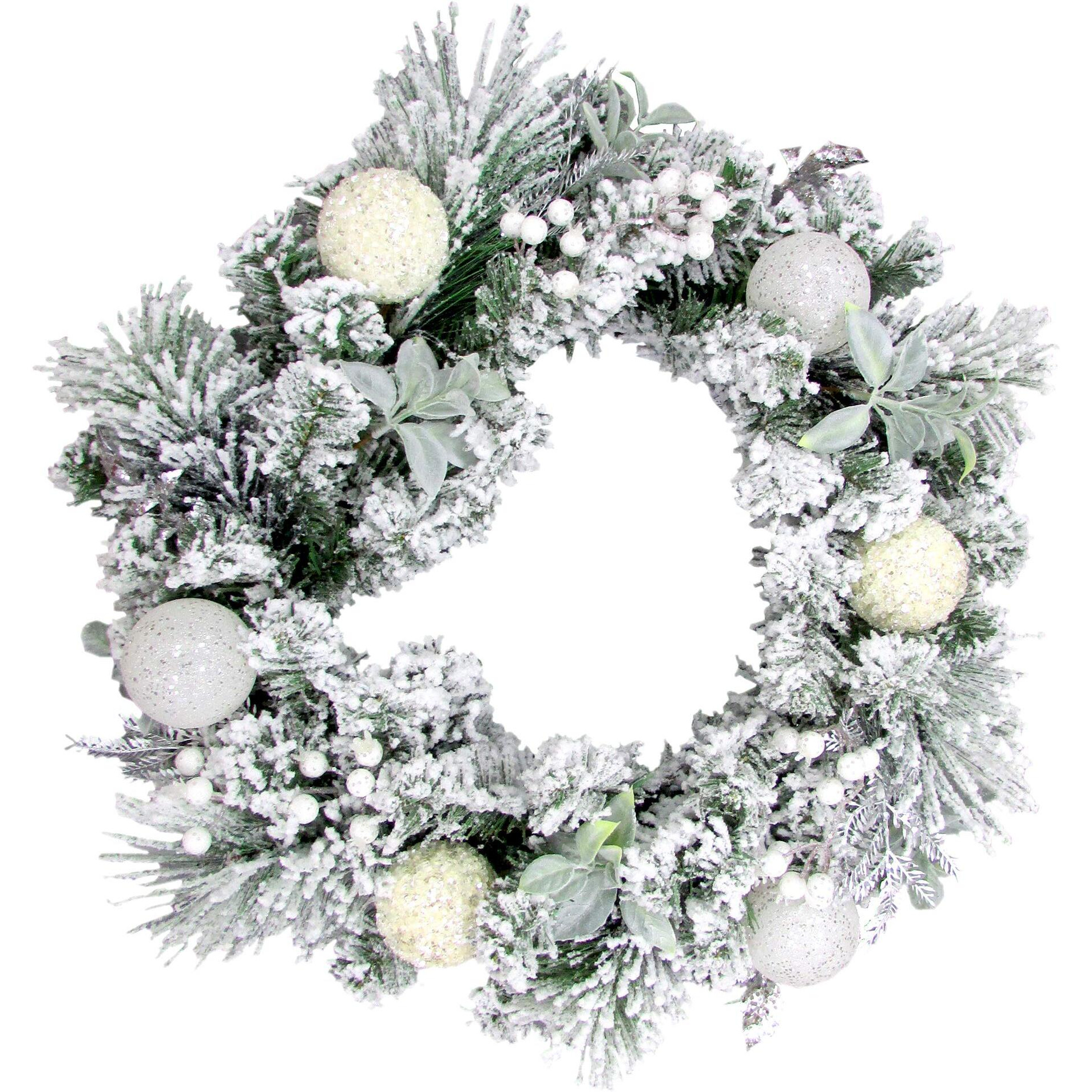 24" Gold/Silver Christmas Ball with Leaves Wreath on PVC