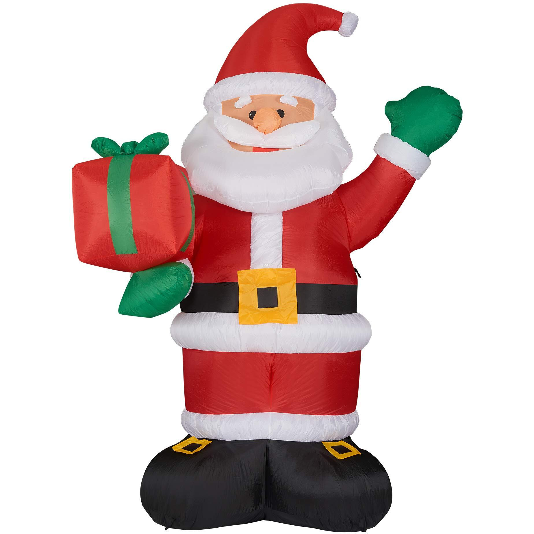 10ft Inflatable Santa Holding Gift with Lights